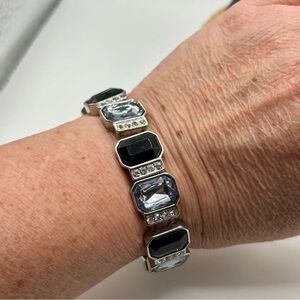 Bling Silver and Black Stretch Bracelet